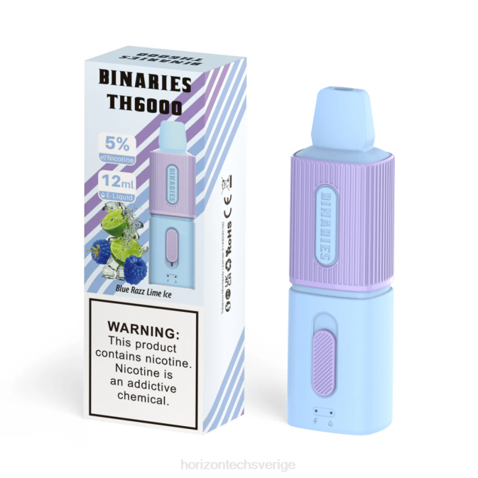 Horizon Tech Vape | HorizonTech Binaries Cabin th6000 engångs 12ml blå razz lime is 2T0Z106