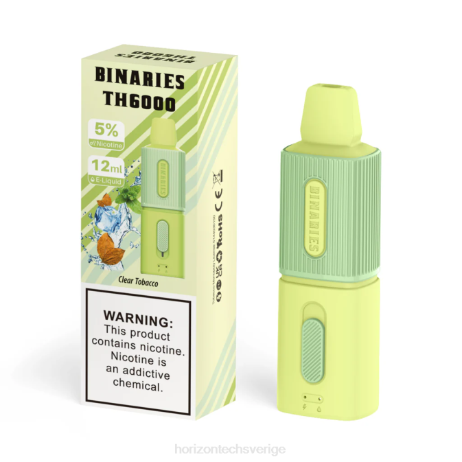 Horizontech Sverige | HorizonTech Binaries Cabin th6000 engångs 12ml klar tobak 2T0Z121