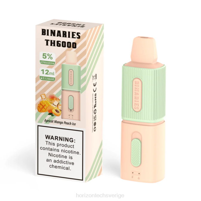 Horizontech Vape Kit | HorizonTech Binaries Cabin th6000 engångs 12ml aprikos mango persika is 2T0Z104
