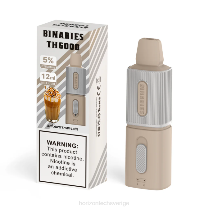 Horizontech Vape Kit | HorizonTech Binaries Cabin th6000 engångs 12ml isglad söt grädde latte 2T0Z124