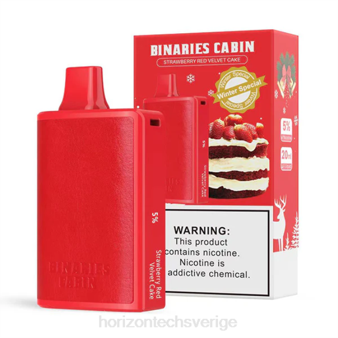 Horizon Tech Vape Tank | HorizonTech Binaries Cabin engångs 20ml jordgubbstårta i röd sammet 2T0Z79